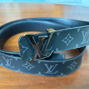 Louis Vuitton Black and Gray Monogram Belt